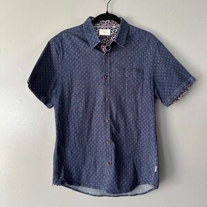 7 Diamonds Short Sleeve Button Down | Chambray + Red Dots